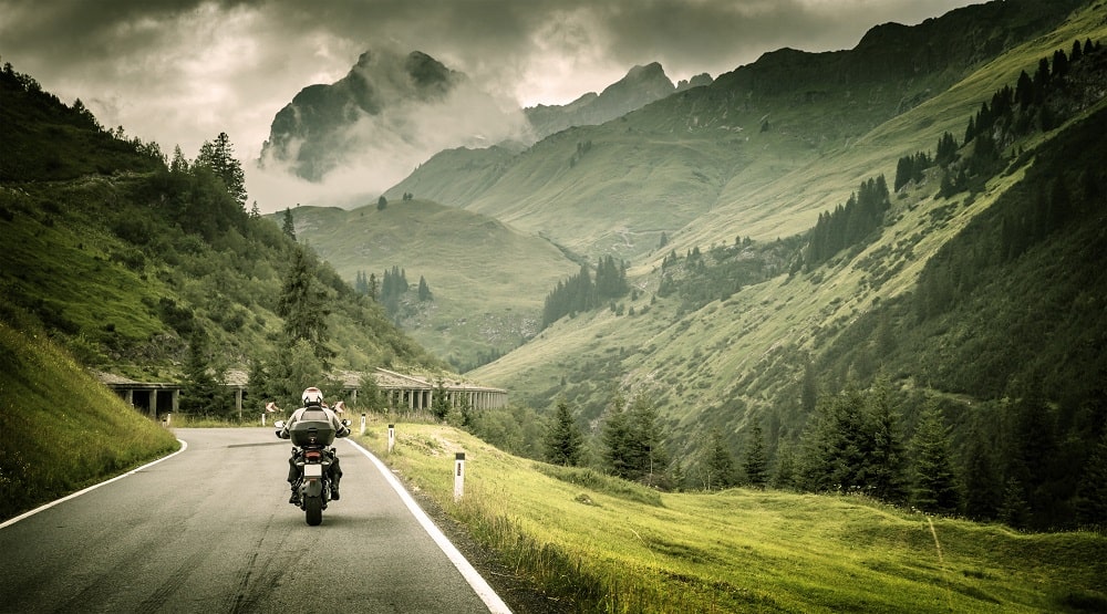 motorcycle rider on freeway