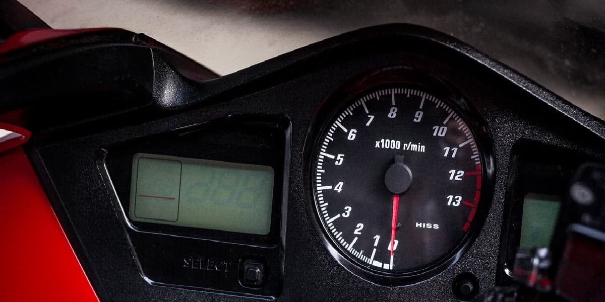 Closeup motorcycle tachometer