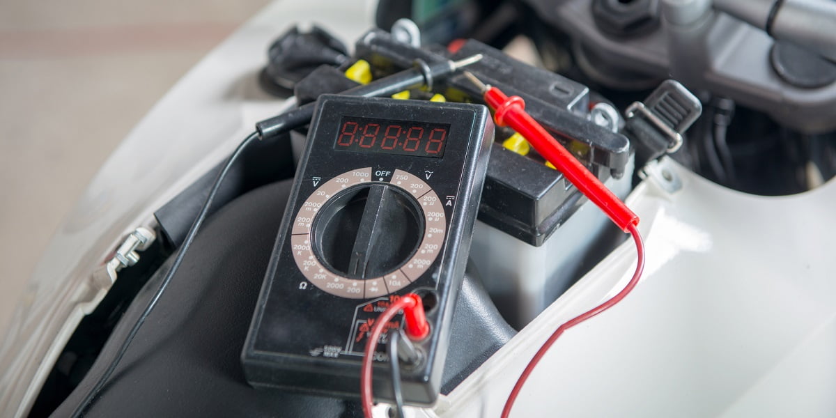 motorcycle battery and multimeter