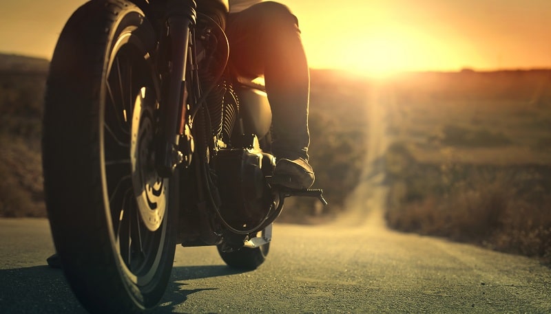 motorbike with sunset