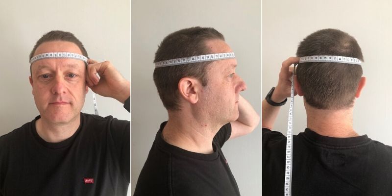 Measuring head for helmet