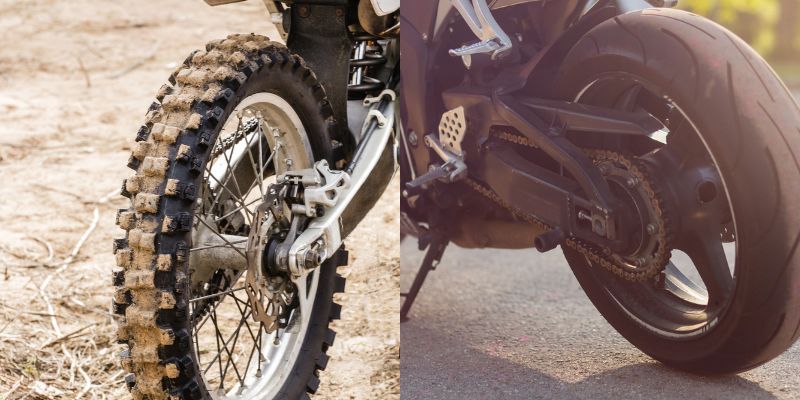 motorcycle tire vs dirt bike tire comparison