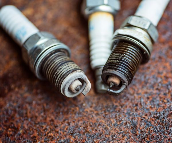 Old broken car spark plugs