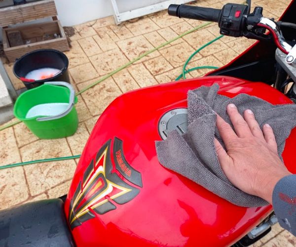 dry the bike with a micro cloth