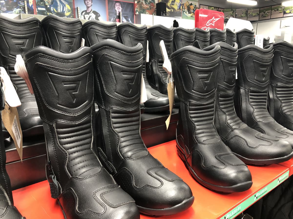 motorcycle boots in shop